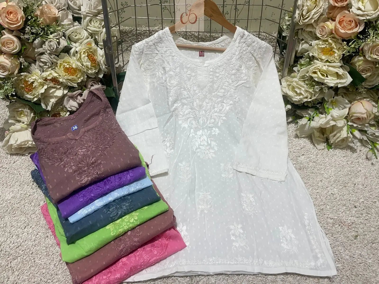 short Dobby cotton top ( limited stock ) - Chikankari official