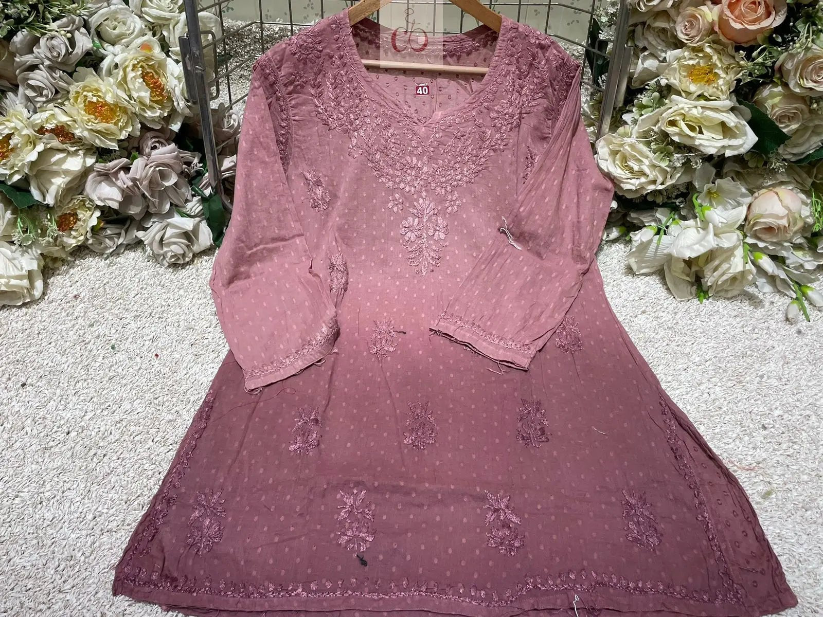 short Dobby cotton top ( limited stock ) - Chikankari official