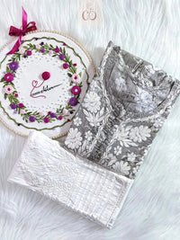 Short Mul gown with Lycra Pant💕 - Chikankari official
