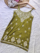 Short Noodle strap middy top - Chikankari official