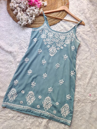 Short Noodle strap middy top - Chikankari official