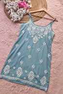 Short Noodle strap middy top - Chikankari official