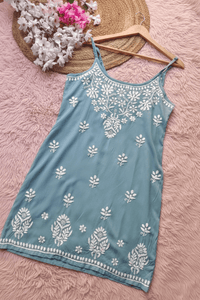 Short Noodle strap middy top - Chikankari official