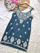 Short Noodle strap middy top - Chikankari official