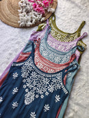 Short Noodle strap middy top - Chikankari official