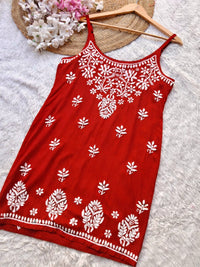 Short Noodle strap middy top - Chikankari official
