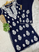Side Border Cut work Rayon 2pc Set plus size - Chikankari official