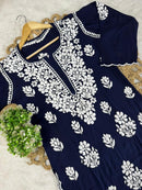 Side Border Cut work Rayon 2pc Set plus size - Chikankari official