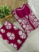 Side Border Cut work Rayon 2pc Set plus size - Chikankari official