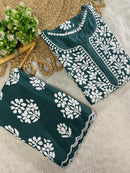 Side Border Cut work Rayon 2pc Set plus size - Chikankari official