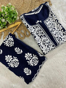 Side Border Cut work Rayon 2pc Set plus size - Chikankari official