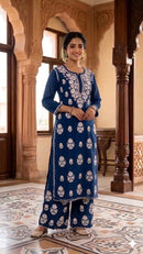 Side Border Cut work Rayon 2pc Set plus size - Chikankari official
