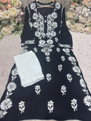 Side rose Bell Modal Kurta - Chikankari official