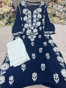 Side rose Bell Modal Kurta - Chikankari official