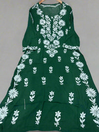 Side rose Bell Modal Kurta - Chikankari official