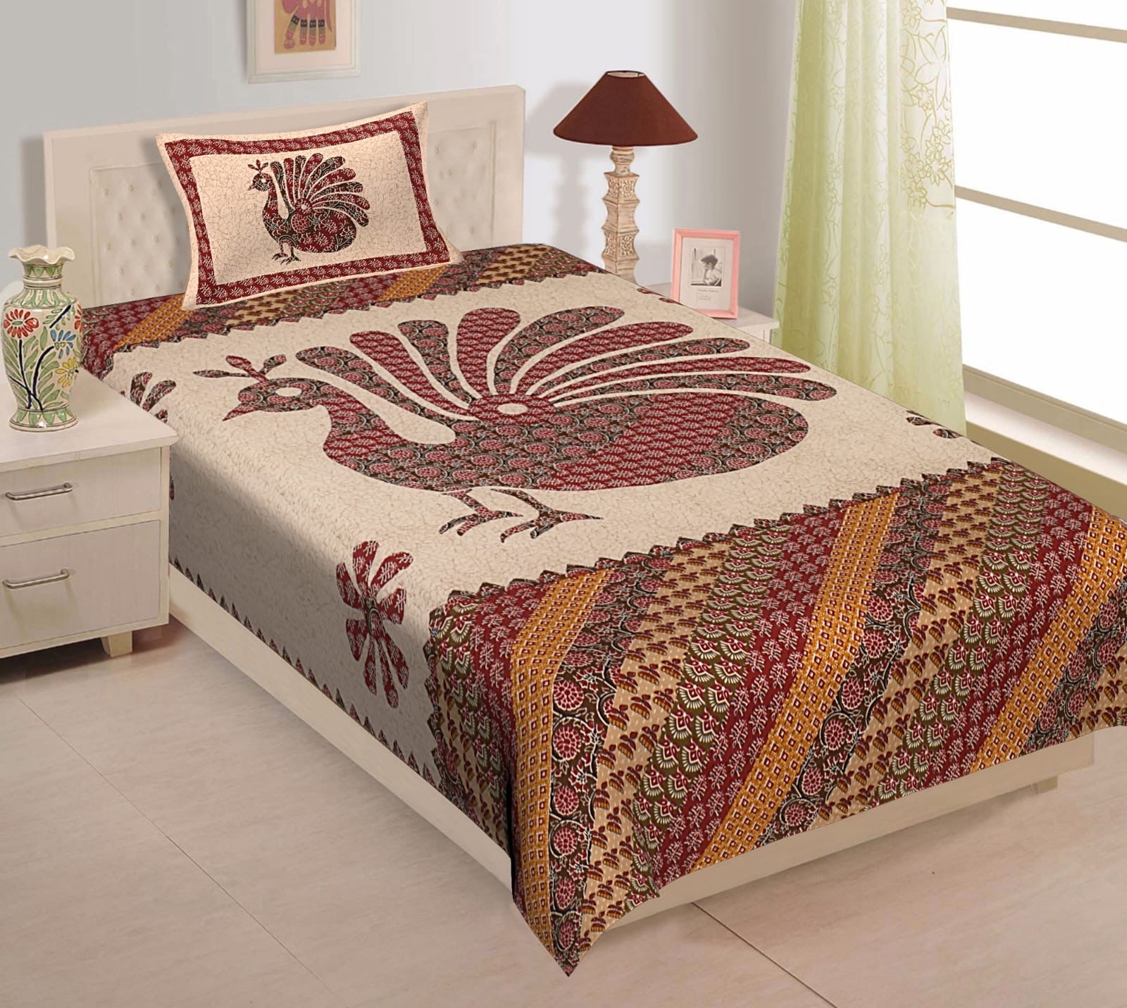 Single Bedsheets Autoloom - Chikankari official