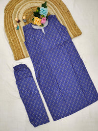 Sleeveless Cotton Printed Kurta with Matching Pants - Chikankari official