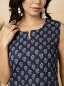 Sleeveless Cotton Printed Kurta with Matching Pants - Chikankari official