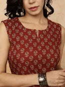 Sleeveless Cotton Printed Kurta with Matching Pants - Chikankari official