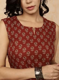 Sleeveless Cotton Printed Kurta with Matching Pants - Chikankari official