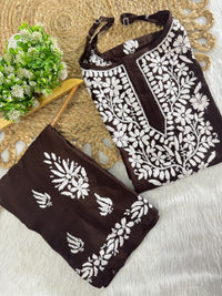 Sleeveless Rayon Kurti with Embroidery - Chikankari official