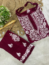 Sleeveless Rayon Kurti with Embroidery - Chikankari official