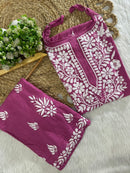 Sleeveless Rayon Kurti with Embroidery - Chikankari official