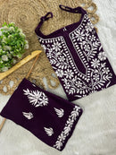 Sleeveless Rayon Kurti with Embroidery - Chikankari official