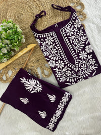 Sleeveless Rayon Kurti with Embroidery - Chikankari official