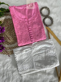Slub Cotton Dyed Kurtis - Chikankari official