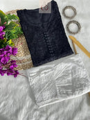 Slub Cotton Dyed Kurtis - Chikankari official
