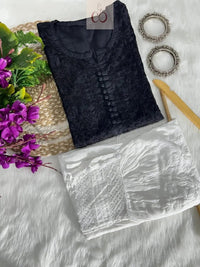 Slub Cotton Dyed Kurtis - Chikankari official