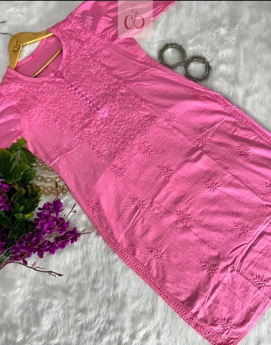 Slub Cotton Dyed Kurtis - Chikankari official
