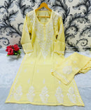 Small Sizes Modal Silk Kurta And Plazzo - Chikankari official