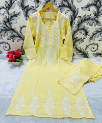 Small Sizes Modal Silk Kurta And Plazzo - Chikankari official