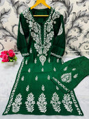 Small Sizes Modal Silk Kurta And Plazzo - Chikankari official