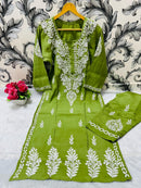 Small Sizes Modal Silk Kurta And Plazzo - Chikankari official