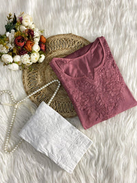 Smooth shiny 3d rayon chikankari - Chikankari official