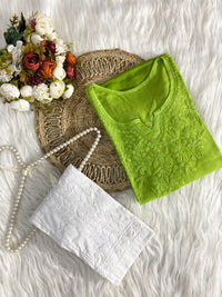 Smooth shiny 3d rayon chikankari - Chikankari official