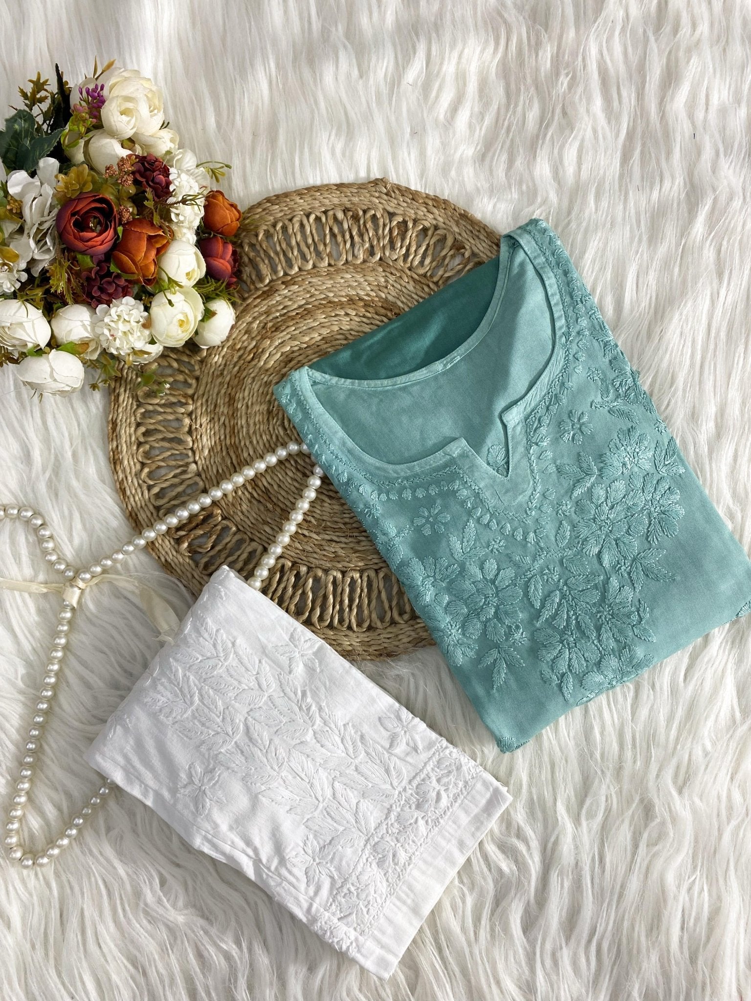 Smooth shiny 3d rayon chikankari - Chikankari official