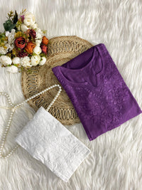 Smooth shiny 3d rayon chikankari - Chikankari official