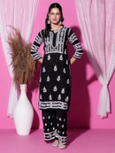 Soft and breazy heavy white and black modal set - Chikankari official