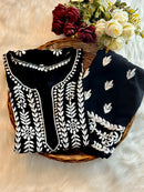 Soft and breazy heavy white and black modal set - Chikankari official