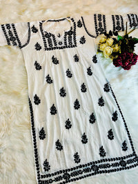 Soft and breazy heavy white and black modal set - Chikankari official