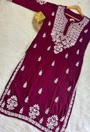 Soft & Breezy Elegant Modal Cotton Heavy kurtis - Chikankari official