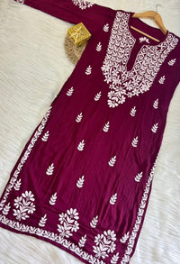 Soft & Breezy Elegant Modal Cotton Heavy kurtis - Chikankari official