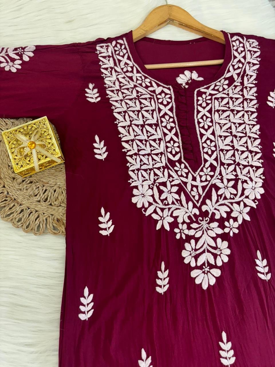 Soft & Breezy Elegant Modal Cotton Heavy kurtis - Chikankari official
