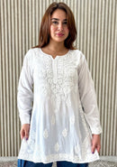 Soft & Breezy Modal short Top whiee tee - Chikankari official