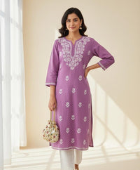 Soft & Breezy rayon Ghaspatti kurta and pant - Chikankari official