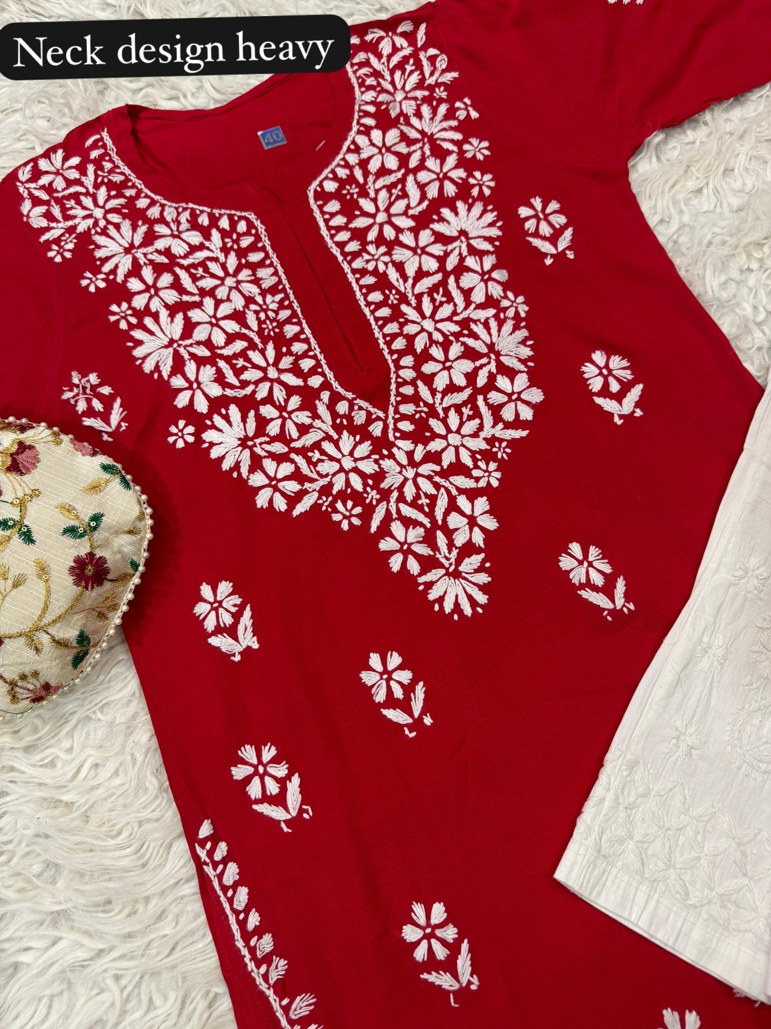 Soft & Breezy rayon Ghaspatti kurta and pant - Chikankari official